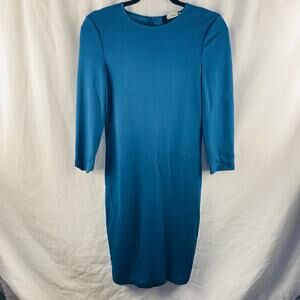 Vince Long Sleeve‎ Blue Teal Career Minimalist Classic Sheath Dress Size XS